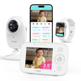 Simyke 1080P Smart AI Video Baby Monitor,3.5" LCD & App Viewing,WiFi On/Off Switch,2-Way Audio,Night Vision,VOX,5 Lullabies,1500ft Range, Home Use,AI Baby Growth Album