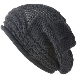 CHARM Racha 100% Cotton Roll Knit Cap, One Size Fits Most, 5 Colors, Relaxed, Stylish, Medical Hat, gray (dark gray), Free size