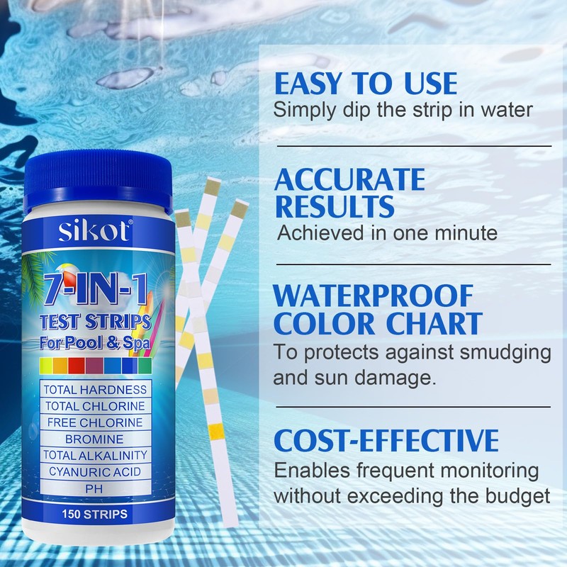 Hot Tub Test Strips 7-In-1 (150Pcs)| Ph Test Strips For