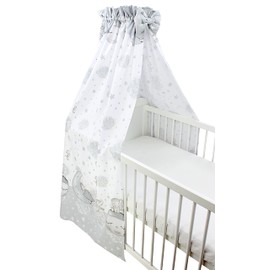 TupTam Baby Bed Canopy with Bows Moon with Elephant / Grey Size: Approx. 160 x 240 cm