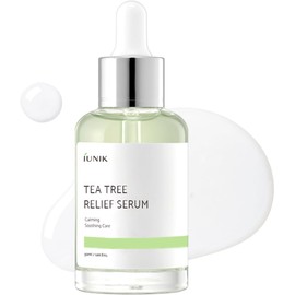 IUNIK Suero facial natural para alivio del árbol de té, 1.69 onzas líquidas, piel transparente, suero vegano, propenso al acné, piel sensible a la rosácea, imperfecciones, ingredientes a base de plantas, árbol de té, 67% centella asiática, certificado veg
