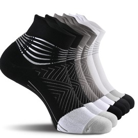 Compression Ankle Support Running Socks Women Men Coolmax Wicking 3 Pairs Quarter Athletic Cushioned Plantar Fasciitis Socks