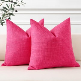 Artscope Rose Pink Cushion Covers Set of 2 Linen Decorative Square Pillowcases Pillow Covers 60x60cm for Home Decor Sofa Bedroom Car (Rose Pink, 24x24)