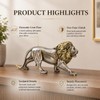 MOTIAHOOM Lion Figurine, Roaring Animal Statue, Silver Gold