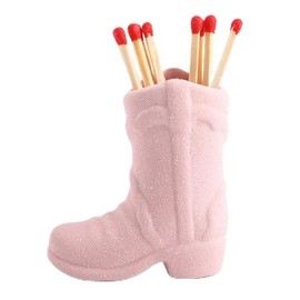Paifeancodill Cowboy Boot Match Holder - Lovely Ceramic Decor With Striker for Bathroom, Interior - Cute Addition (Pink)