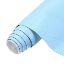 MECCANIXITY Faux Leather Sheets, 12x53 Inch (30x135cm) Smooth Solid PU Leather Fabric Roll for DIY Handmade Craft Sewing Bowing Earrings, Blue/White