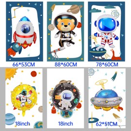 Space Balloons, Space Astronaut Foil Balloons Set, 6 Pieces, Birthday Party Decoration, Space Themed Party Decorations