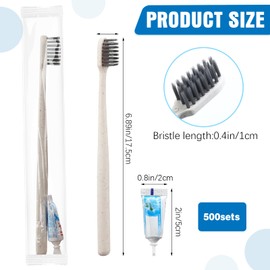 Uiifan 500 Sets Disposable Toothbrushes Bulk with Toothpaste Individually Wrapped Travel Toothbrush Set Homeless Supplies Manual Soft Bristle Toothbrushes for Home Hotel Office School Camping
