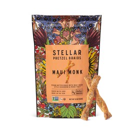 Stellar Snacks Pretzel Braids, Maui Monk, 12 OZ Large Bag - Vegan, Kosher, Non-GMO Rods, Twists, Sticks