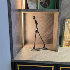 Siunwdiy Giacometti Bronze Sculpture, Abstract Man Figure for Art Lovers, Unique Decoration for Modern Home, Brown, 30 cm