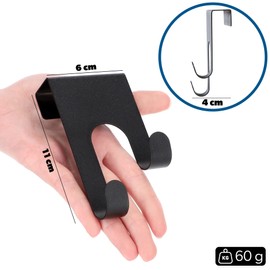 KADAX Steel Over Door Hook, Holder for Door, Door Coat Rack, Coat Hooks No Drilling, Hanging Hooks, Door Coat Hooks Shower Hooks, Hooks for Cabinet Door (1, Black)