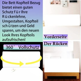 WSGJHB Bed Headboard Cover/Cover, Dustproof Stretch Bed Headboard Cover, Back Protection, All-Inclusive Slipcover, Bed Headboard Covers, White, 180 cm for (170-190 cm Headboard)