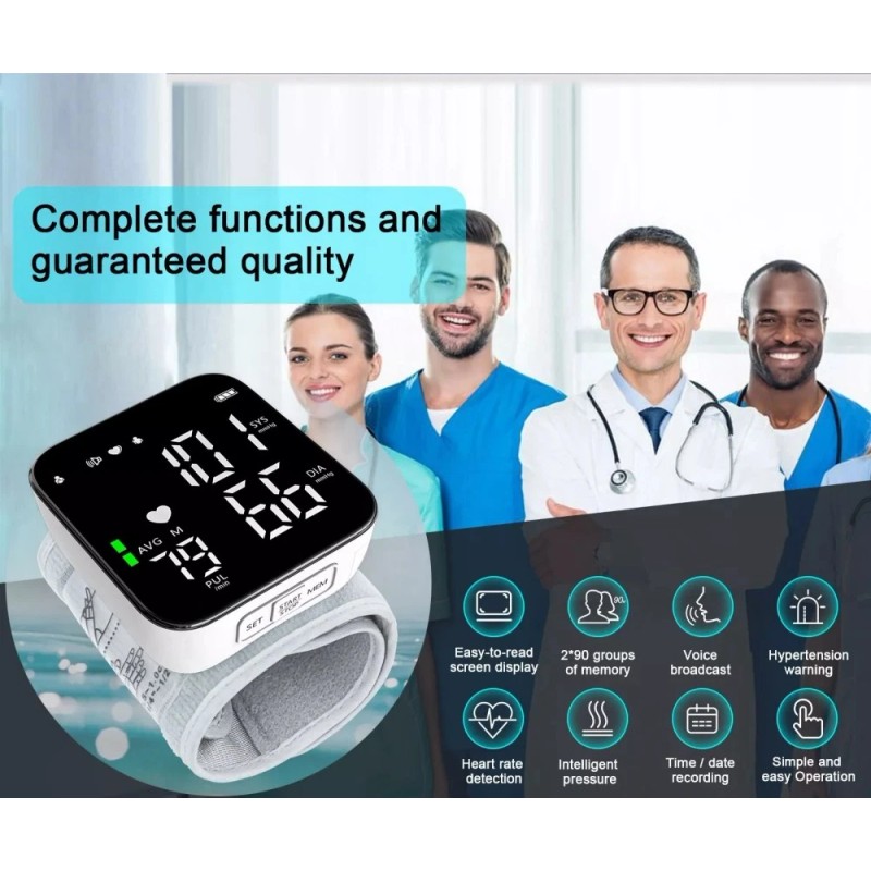 Digital Wrist Blood Pressure Monitor Automatic Cuff with LED Display