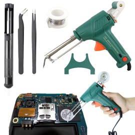 60 W Soldering Iron Set, Automatic Electronic Soldering Gun Kit with Desoldering Pump, Tweezers, Handheld Desoldering Tin Gun for Jewellery, Industrial Quick Heating Soldering Iron, One-Handed Operation (Green)