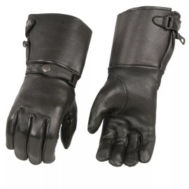 Milwaukee Leather SH857 Mens Black Deerskin Leather Thermal Lined Gauntlet Glove - XX-Large