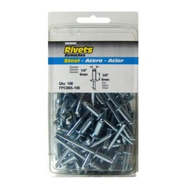 FPC86S-100 Short Steel Rivets - 1/4" Diameter, 3/8" Grip - 100 Count
