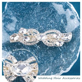 TseenYi Crystal Gemstone Hair Clip Gold Rhinestone Wedding Hair Clip Hair Clip Sparkling Bridal Decorative Crystal Headpiece Women and Girls Gifts (Transparent Crystal)