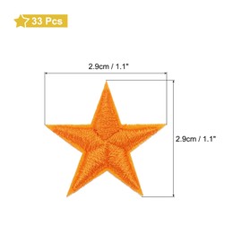 QUARKZMAN Pack of 33 5 Star Patches for Iron-on, Orange Sewing Embroidered Patches, Appliques, Embellishments, 1.1 Inch Repair Patch for DIY Clothes, Crafts, Backpack, Clothes, Gift