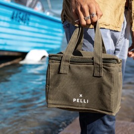 Pelli Lunch Squared Waxed Canvas Insulated Lunch Bag, Ginger