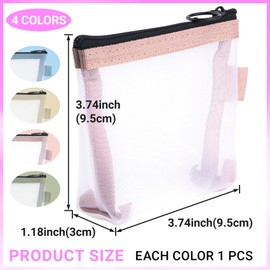 CTEAKOP 12 Pcs Mesh Zipper Pouch Bags, Mesh Makeup Bag with Zipper, Meshes Cosmetic Bag, Meshes Organizer Bags for Home, Office, Travel (4 Colors)