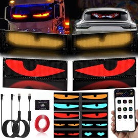 YOUBISON 2PCS 4.72"x23.4" Colorful Eye Lamp Soft Screen for Car Windows, DIY Car Dynamic LED Smart Colorful Eye Lamp Soft Screen, Programmable Ultra Thin Flexible LED Screen with App Control