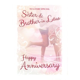 Special Days Sister & Brother In Law Couple Cuddling Beach Design Happy Anniversary Card