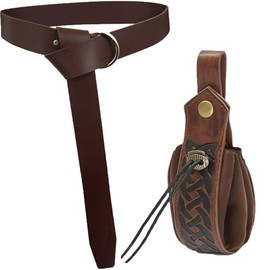 Vanderdyken Medieval Viking Knight Leather Belt Bracers Shoulder Armo Scabbard Scarf Men Renaissance Costume Accessories Set (2 Pcs-A, OneSize)