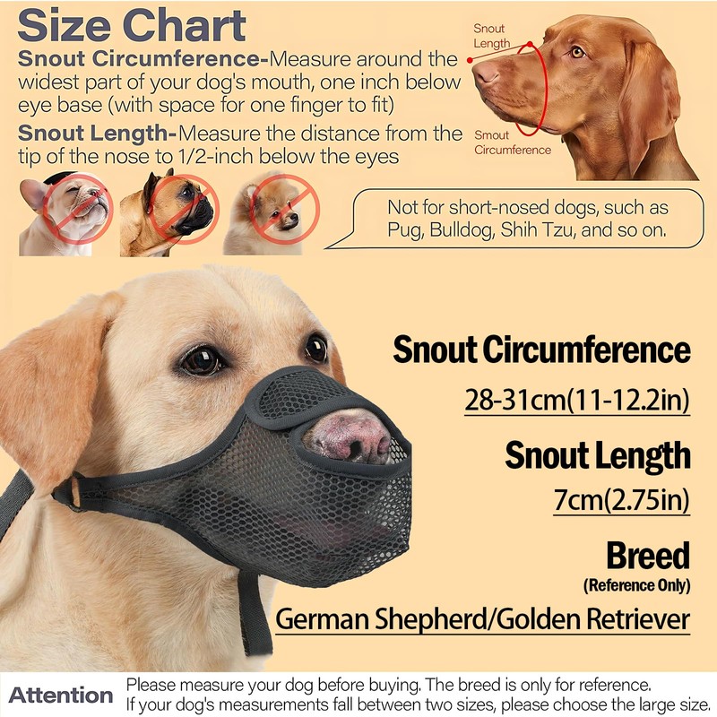 KAIYAYA Muzzle for Large Dogs - Breathable Pet Mask Soft