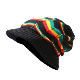 Black Rasta Hat with Zigzag Pattern for Dreadlocks.Plain Color Bob Marley hat. Dreadlock Accessories Mens Tams Beanie hat. Jamaican Style Hats for Men and Women. (Black)