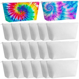 Sanwuta 20 Pcs Cotton Bags for Tie Dying Tie Dye Kit Items Things to Tie Dye Blank Pure Cotton Pencil Comestic Makeup Bags Suitable for Large Groups Tie Dye Party Project (12 x 7.5 x 2.7)