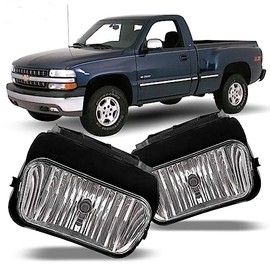 Winjet Driving Fog Lights Lamps Replacement for Chevy Silverado 2003 2004 2005 2006 2007 All Models Avalanche 2002-2006 Without Body Cladding H10 12V 42W Halogen Bulbs (Clear Lens)