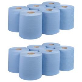 REQUISITE NEEDS Blue CENTREFEED Rolls 2 PLY Paper Towels Hand Towel Tissue Premium Quality Wall Mounted Lockable Rolls 100m (Pack of 12, Blue)