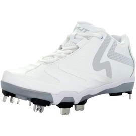 RIP-IT SwiftStep Ringor Pro Metal Spike Softball Shoes| Size 9.5| White/Grey