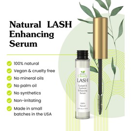 Isabella's Clearly LASH: Suero Natural de Crecimiento para Pestañas y Cejas con Aceite de Ricino y Vitamina E Fortalece y Nutre para Pestañas y Cejas Más Largas y Voluminosas Sin Parabenos, Vegano, Hecho en EE. UU.
