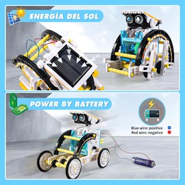 Kit de Robot Solar 12 en 1 STEM, Juguete de Construcción Alimentado por Energía Solar, Experimento Educativo, Kit de Robótica DIY, Juguete Educativo de Ciencia para Niños y Niñas 8+ Años, Blanco