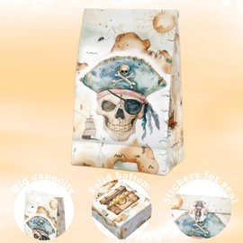 24 Pcs Pirate Goodie Bags with Stickers - Pirate Themed Birthday Party Favor Bags, Perfect for Kids' Pirate Party Supplies and Treat Bags