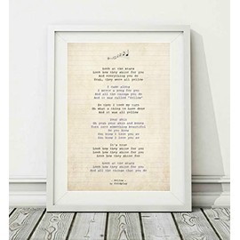 Didymus Co Coldplay - Yellow - Song Lyric Art Poster Print (UNFRAMED) - Sizes A4 A3 (A4)