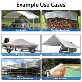 MYCS White Tarp (8'x10' - 1 Pack) - Multi Purpose - 8x8 Weave, 75 GSM, 6mil, Camping Tarp, Water-Resistant, Grommets Every 3ft, Bâche Blanche, Tarpaulin