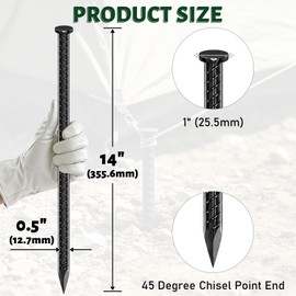 14 Inch Rebar Stakes 1/2" Heavy Duty Ground Anchors for Asphalt (10 Pack)