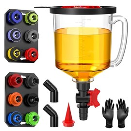 Kit de Embudo de Aceite para Motor sin derrames de 19 Piezas, Kit de Cambio de Aceite de 1.6 Cuartos con 12 adaptadores, 2 bandejas magnéticas, Codos de 45°, Filtro de Flecha y Guantes |