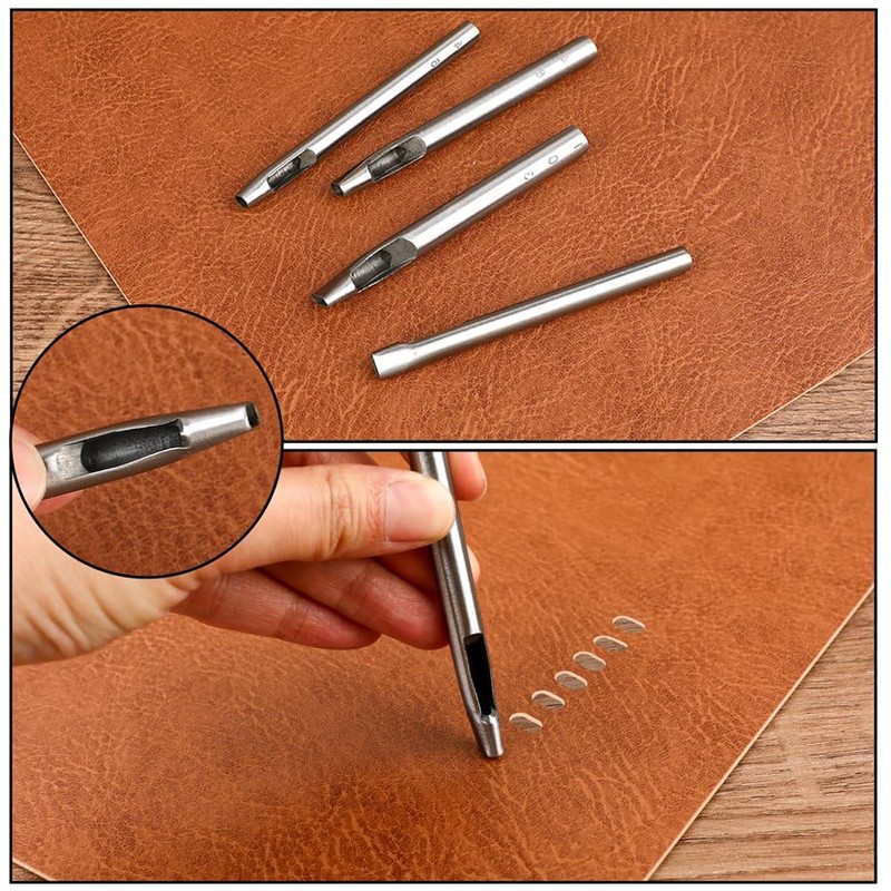 Zicojia 6 Sizes Oval Hole Punch for Leather 6mm-10mm Hollow