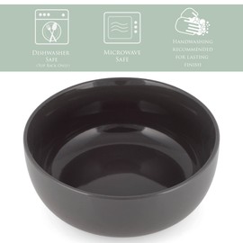 Elanze Designs Bistro Glossy Ceramic 8.5 inch Large Serving Bowls Set of 2 - Perfect for Multiple Everyday Uses: Pasta, Salad, Ramen, Soup, Popcorn, Noodles, Cereal and Mixing Bowls, Charcoal Grey
