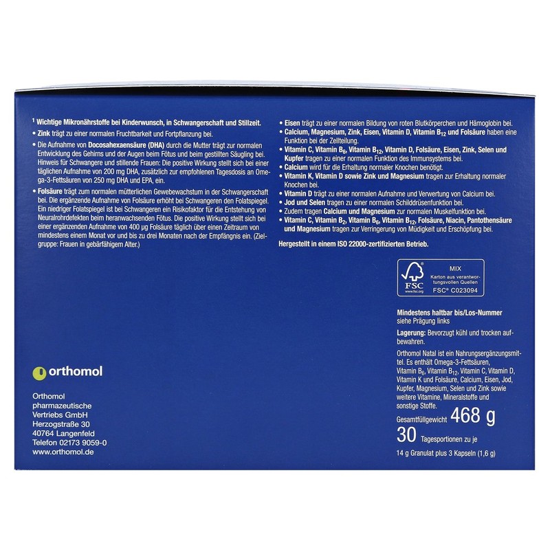 Orthomol Natal Granules & Cap - Pregnancy 30 days