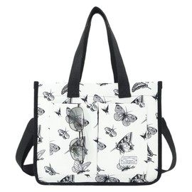 UERRUAM Tote Bag for Women with Pockets,Large Corduroy Crossbody Purse for Laptop,Work,College,Everyday,Travel,Butterfly