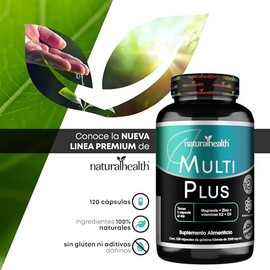 Natural Health. MultiPlus: Aceite de Coco, Vitaminas y Minerales. Frasco con 120 Cápsulas de 1.1g. Ingredientes naturales.