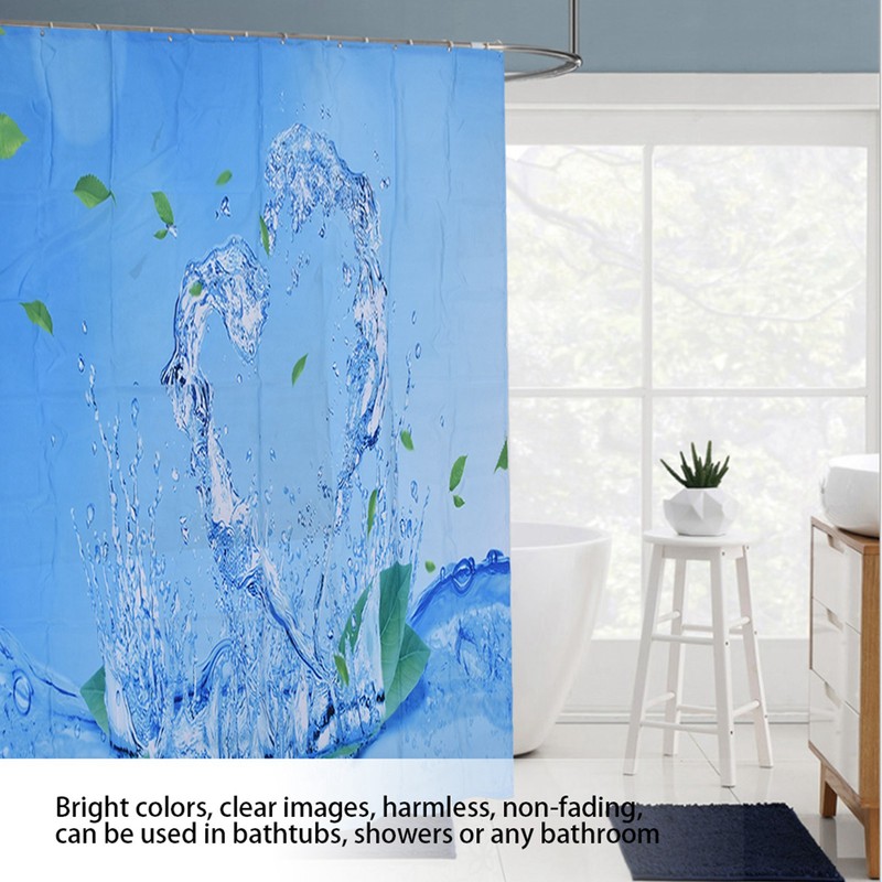 Shower Curtain Waterproof Polyester Blackout Curtain with Hook for Bathroom