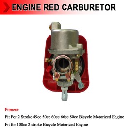 New Bike Engine Red Carburetor Carb for 2-Stroke Engine Motorized Bicycle Bike 48cc 49cc 50cc 60cc 66cc 80cc