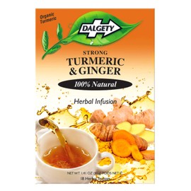Dalgety Turmeric and Ginger Herbal Infusion 6x40g Cartons (6 Pack) 100% Natural, Caffeine Free Tea (Total 108 Teabags) - Delicious and Packed with Unique Health Benefits