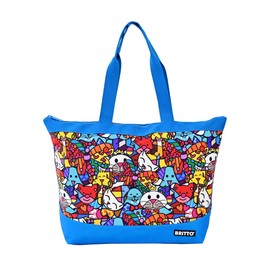 Britto Tote Bag Best Friends Design, 100% Polyester, Water Resistant, Perfect for Laptop, Pool & Everyday Use, Interior Zipper Pocket and Top Zipper Closure, Comfortable Handle Drop