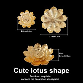 Incense Holder for Sticks, Incense Burner 6 Incense Holes with Lotus Detachable Ash Catcher (1, Gold)